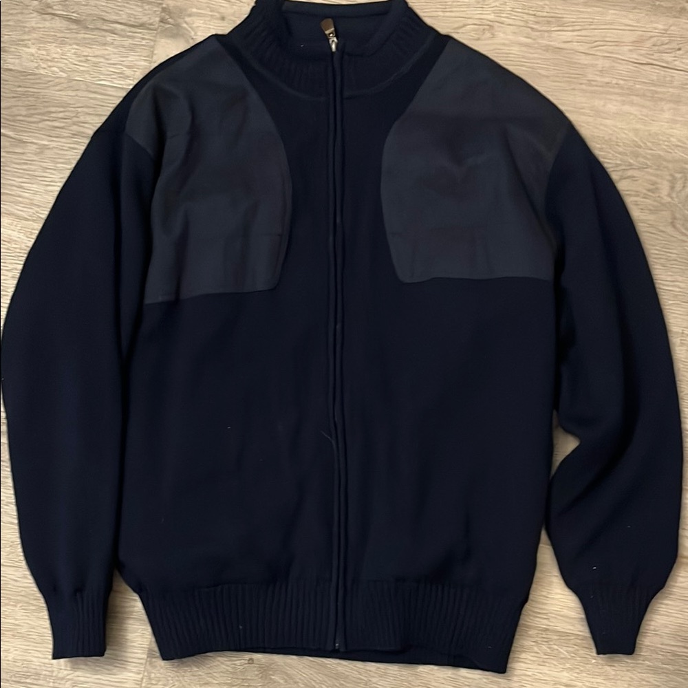 Orvis Black Zip Up Wool Sweater with Modern Design SZ XL